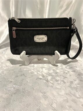 Michael Kors 2 way Black Wristlet with Silver Hardware